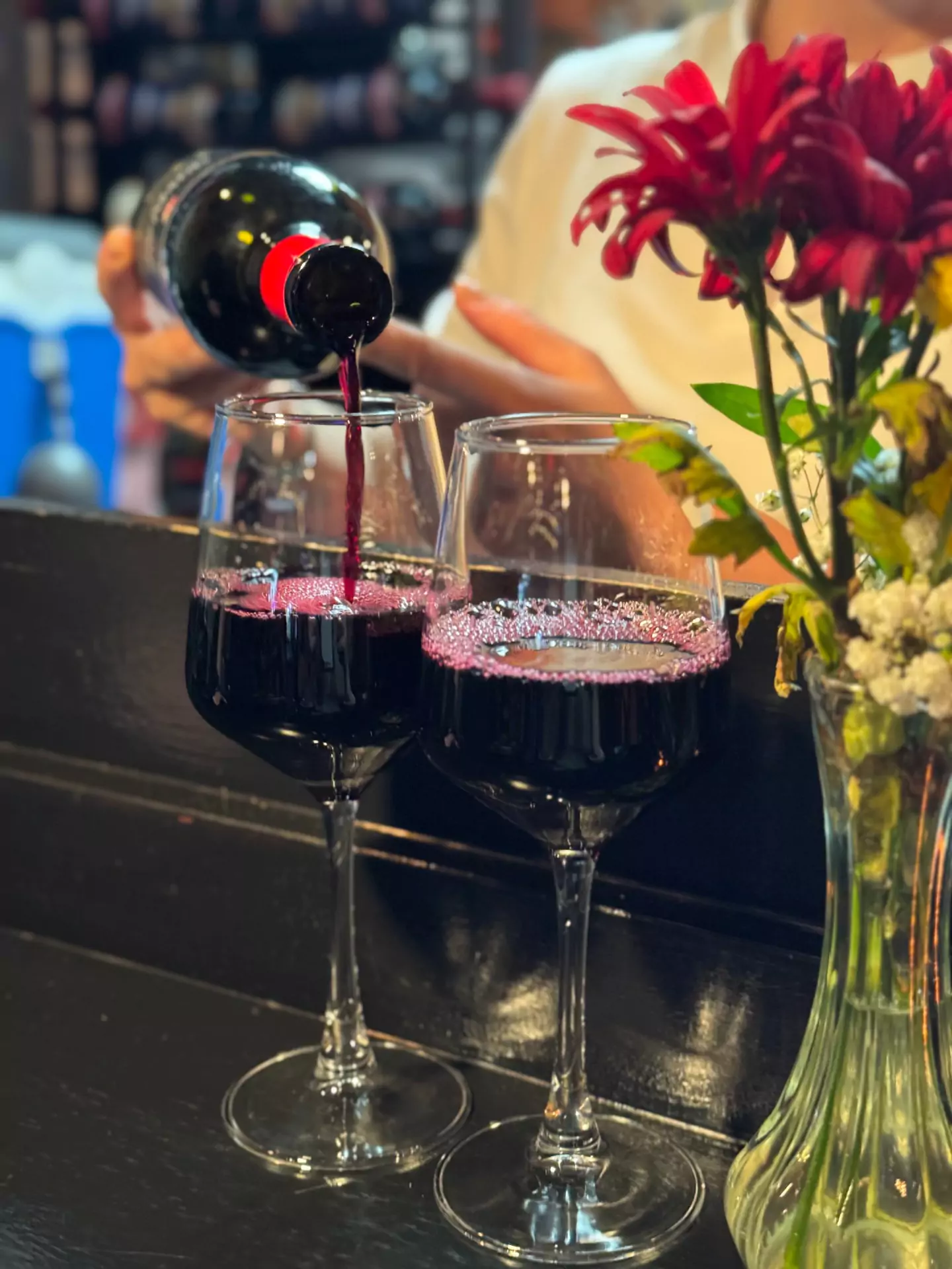 Pouring wint into a glass